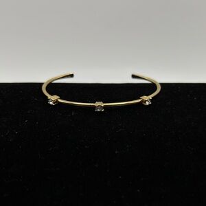 Vintage Avon 1979 Sparking Trio Goldtone w/ 3 Rhinestones Cuff Bracelet